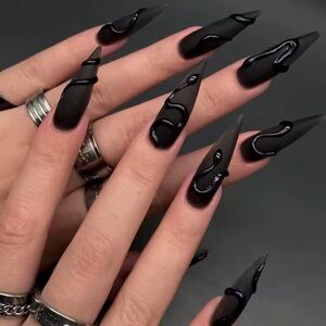 24pc BRAND NEW Black stiletto press on nails